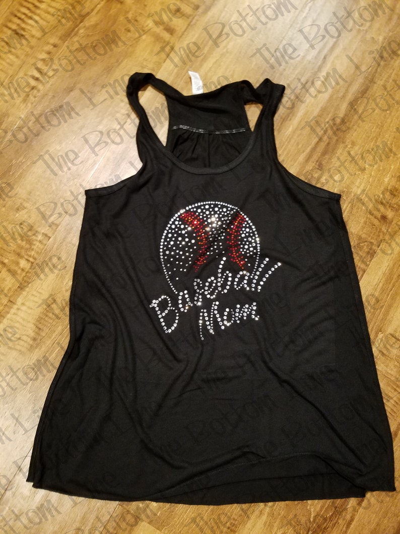 Baseball Mom Rhinestone Tank Top//Baseball Grandma Flowy Tank//Baseball Sister//Baseball Aunt//Team Tank Tops//Baseball Tanks//Little League image 1