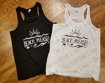 Beach Please Tank Top - Women's Summer Vacation Shirt