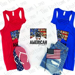 American Mama Tank Top, Leopard American Mama Tank, Festive 4th of July Mama Tank, Leopard American Flag Top, Independence Day Tank Top
