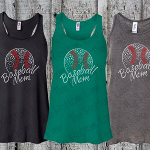 Baseball Mom Rhinestone Tank Top//Baseball Grandma Flowy Tank//Baseball Sister//Baseball Aunt//Team Tank Tops//Baseball Tanks//Little League image 2