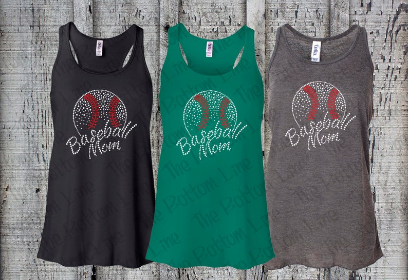 Baseball Mom Rhinestone Tank Top//Baseball Grandma Flowy Tank//Baseball Sister//Baseball Aunt//Team Tank Tops//Baseball Tanks//Little League image 2