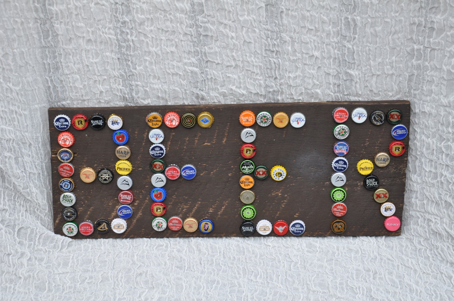 Bottle cap art Beer cap sign Wood sign Beer caps Etsy