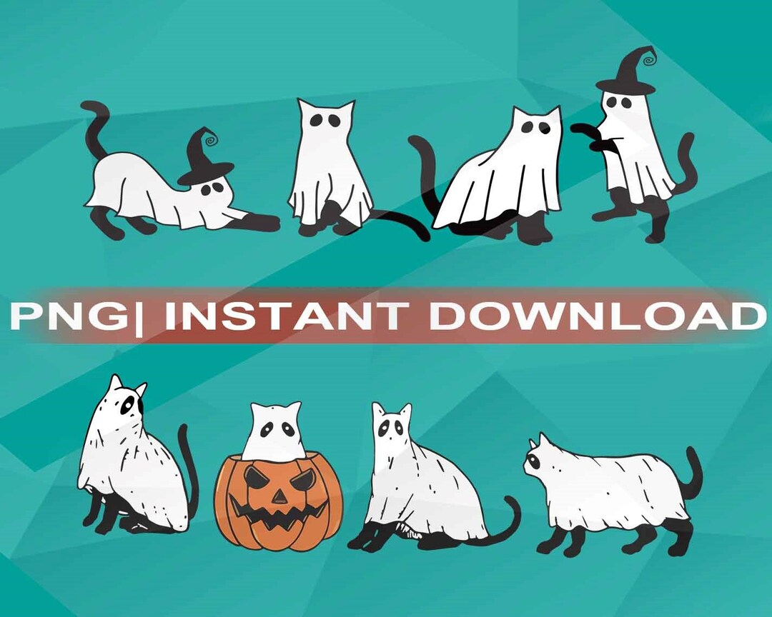 Cat Halloween Png Ghost White Cat Halloween File Ghost Etsy