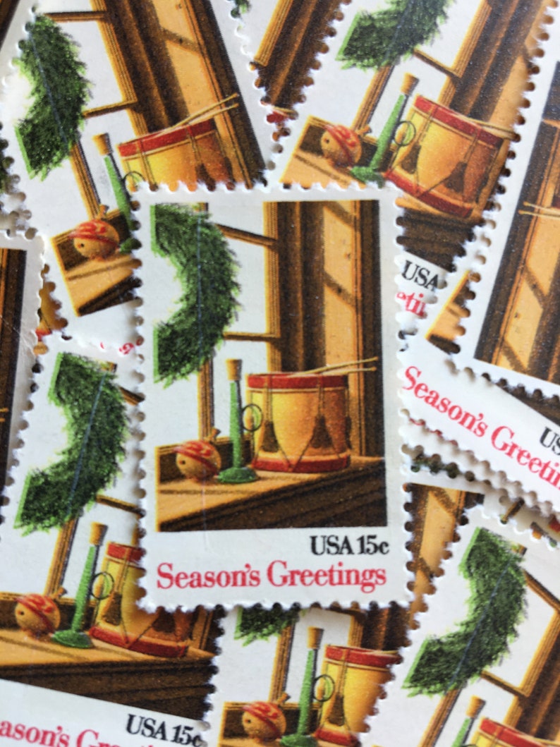 1980 Season's Greetings Vintage Postage Stamps // 15 cents Etsy Italia