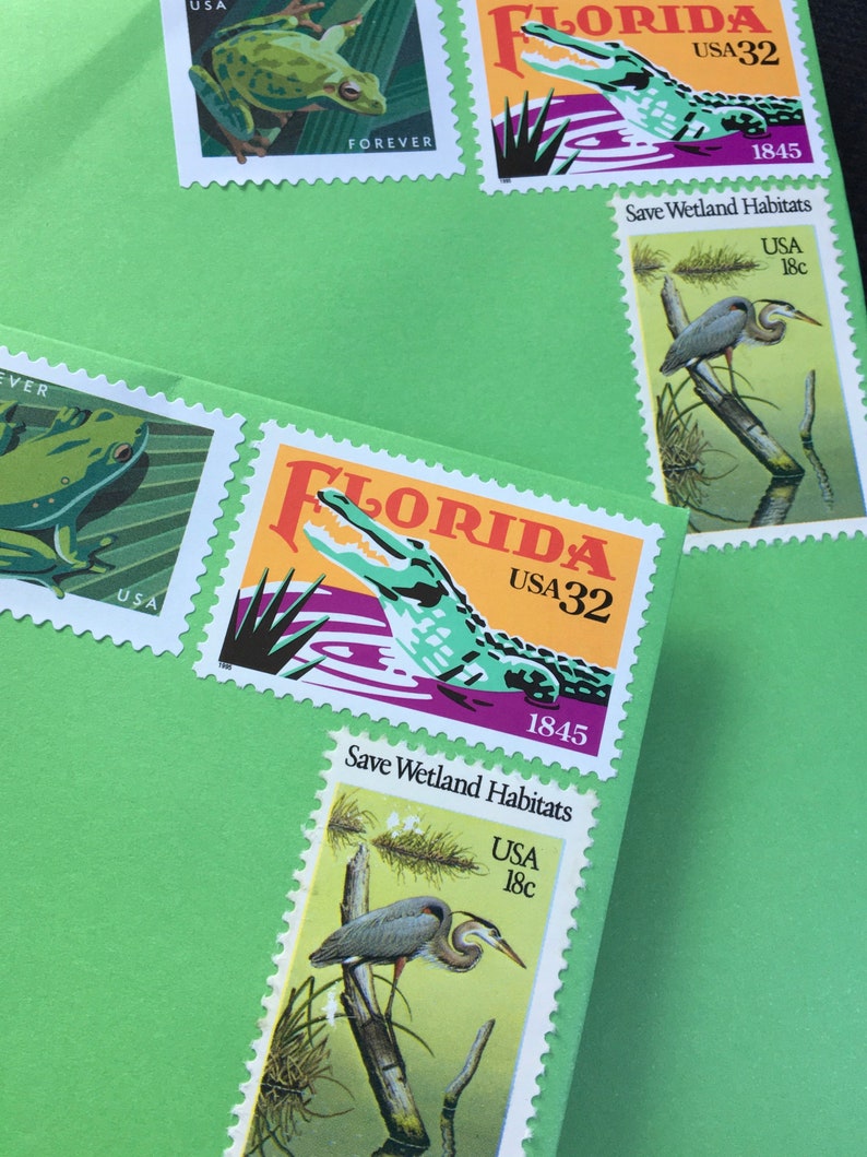 Orange and Green Florida Gator Vintage Postage Stamps // 32 Etsy