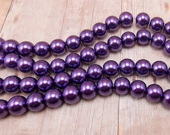 3mm PURPLE GRAPE Round Glass Pearl Beads double strand about 270 beads bgl1604