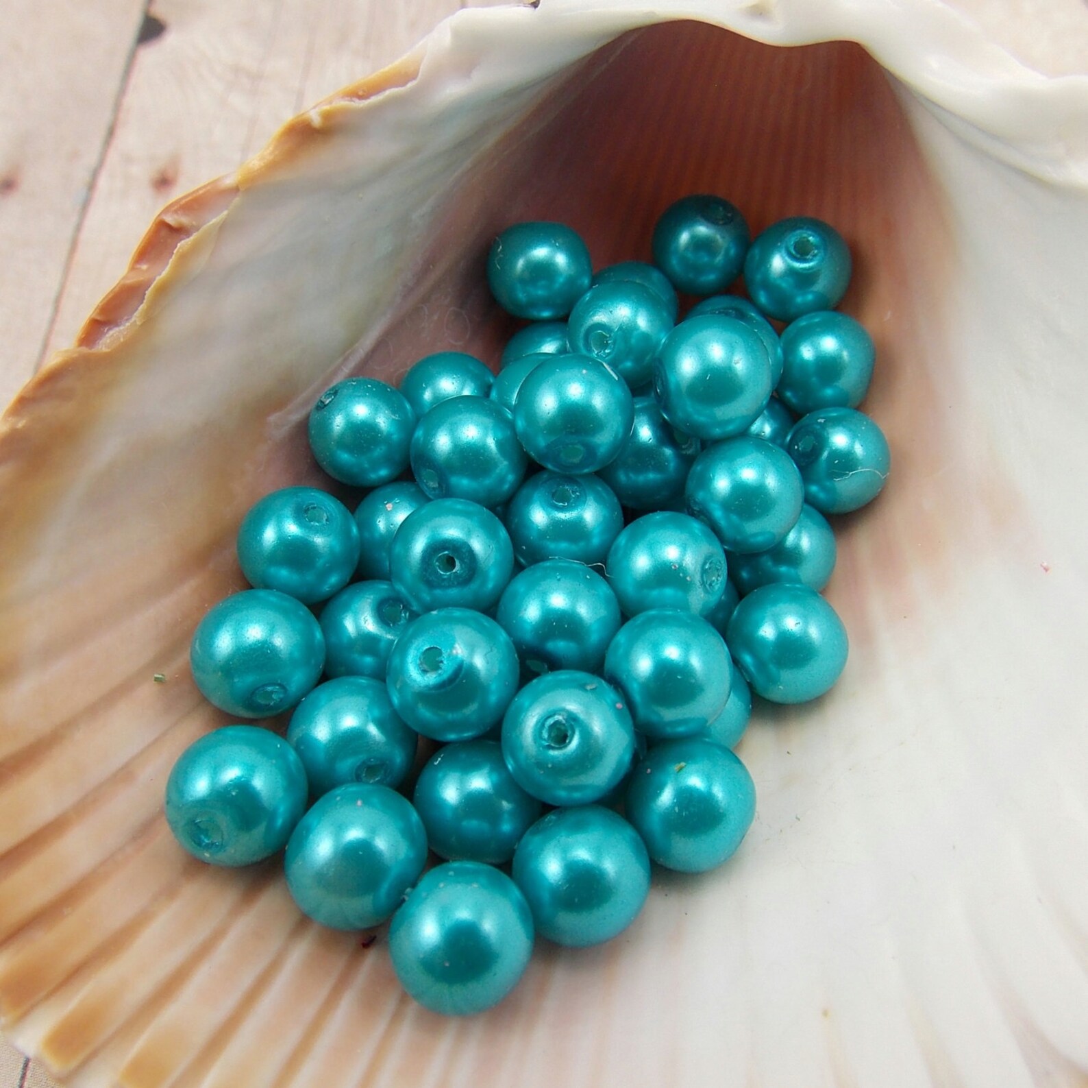 10mm Glass Pearls Bright Aqua Blue 40 Pieces Malibu Etsy Singapore
