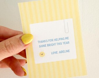 Teacher Gift Tag Printable, Teacher Appreciation Gift, End of Year Teacher Gift Tag, Thank You Teacher, Daycare Gift Tag, Sunshine Tag