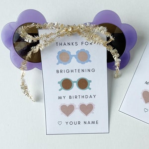 Editable Sunglasses Favor Tag – Printable Birthday Party Gift Tag, School Birthday Thank You Tag, Non-Candy Birthday Favor, Canva Template