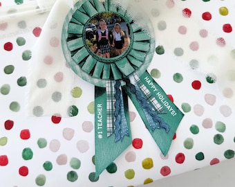 Teacher Christmas Gift Tag, Personalized Editable Award Ribbon, Canva Photo Template, Teacher Gift Idea, Collab with PAPERIE OFF PARK
