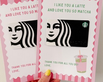 Teacher Gift Card Holder Printable Thank You Teacher Appreciation Week Gift Card Holder Thanks a Latte Matcha Teacher DIY Gift