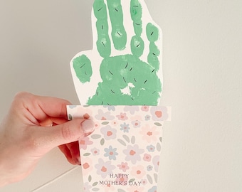 DIY Handprint Craft - Flower Handprint Art - Grandma Handprint Gift - Mom Gift Printable - Mother's Day Keepsake