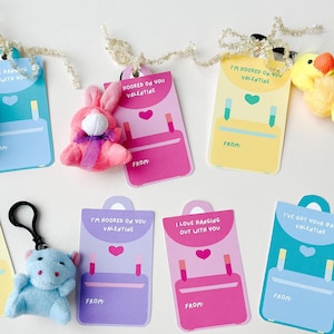 Druckbare Rucksack Valentinstag Tags für den Austausch im Klassenzimmer - Non-Candy Kids Schlüsselbund Valentinstag druckbar - BEARBEITBAR