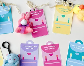Druckbare Rucksack Valentinstag Tags für den Austausch im Klassenzimmer - Non-Candy Kids Schlüsselbund Valentinstag druckbar - BEARBEITBAR
