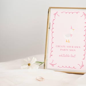 One Silly Goose Party Sign | Silly Goose Birthday Sign | Goose Theme Birthday Decor | 1st Goose Birthday Printable | Canva Template