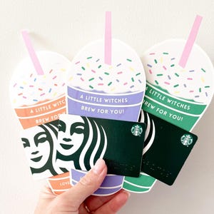 Tarjetero imprimible de café de Halloween: regalo de brujas para profesores, regalo de café, regalo de Halloween para compañeros de trabajo, regalo bonito de Halloween para profesores.