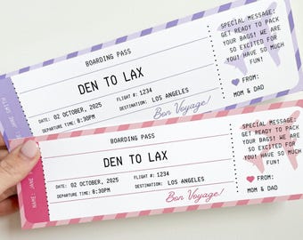 Editable Boarding Pass Template for Surprise Trip Reveal, Travel Canva Custom Airline or Plane Ticket Printable, Gift Travel Ticket