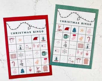 Christmas Printable Game: Christmas Bingo- 20 Different Xmas Cards - Fun Christmas Activity for Kids and Families