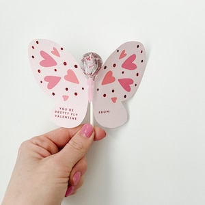 Kids Classroom Valentine: Butterfly Valentine, Lollipop Valentine, Preschool Valentine, DIY Valentine, Printable Valentine