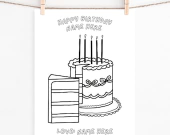 Teacher Happy Birthday Coloring Pages- CUSTOMIZABLE Printable Instant Download - Teacher Birthday Gift