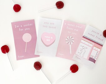 Lollipop-valentijnskaart, digitale afdrukbare lolly-valentijnskaarten, set van 3 kleuren, valentijnskaarten voor kinderen, lolly-valentijnskaart
