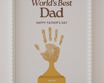 Personalized Handprint Art Gift for Dad Fathers Day Printable, Kids Handprint Craft, 1st Fathers Day Gift, Toddler Gift, Handprint Gift