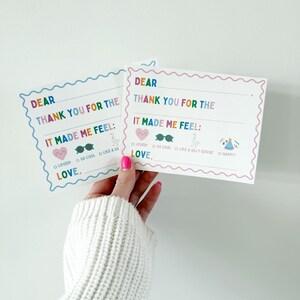 Kids Thank You Cards Printable, Fill in the Blank Gratitude Card, Simple Thank You Notes for Birthdays, Gifts, Christmas, Thank you Note image 3
