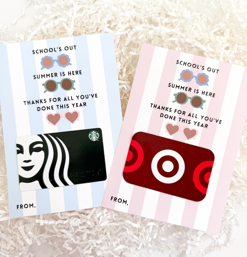 Printable End of School Year Gift Card Holder – Cute Teacher Thanks ...