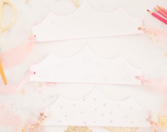 Printable Paper Coloring Crowns - Princess Queen Crowns- Perfect for a Birthday Party Favor or Birthday Party Craft