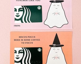Porta-cartão-presente para impressão de café de Halloween – Halloween para professores, presente para funcionários, PTO PTA, Witches Brew, presente de Halloween para professores EDITÁVEL
