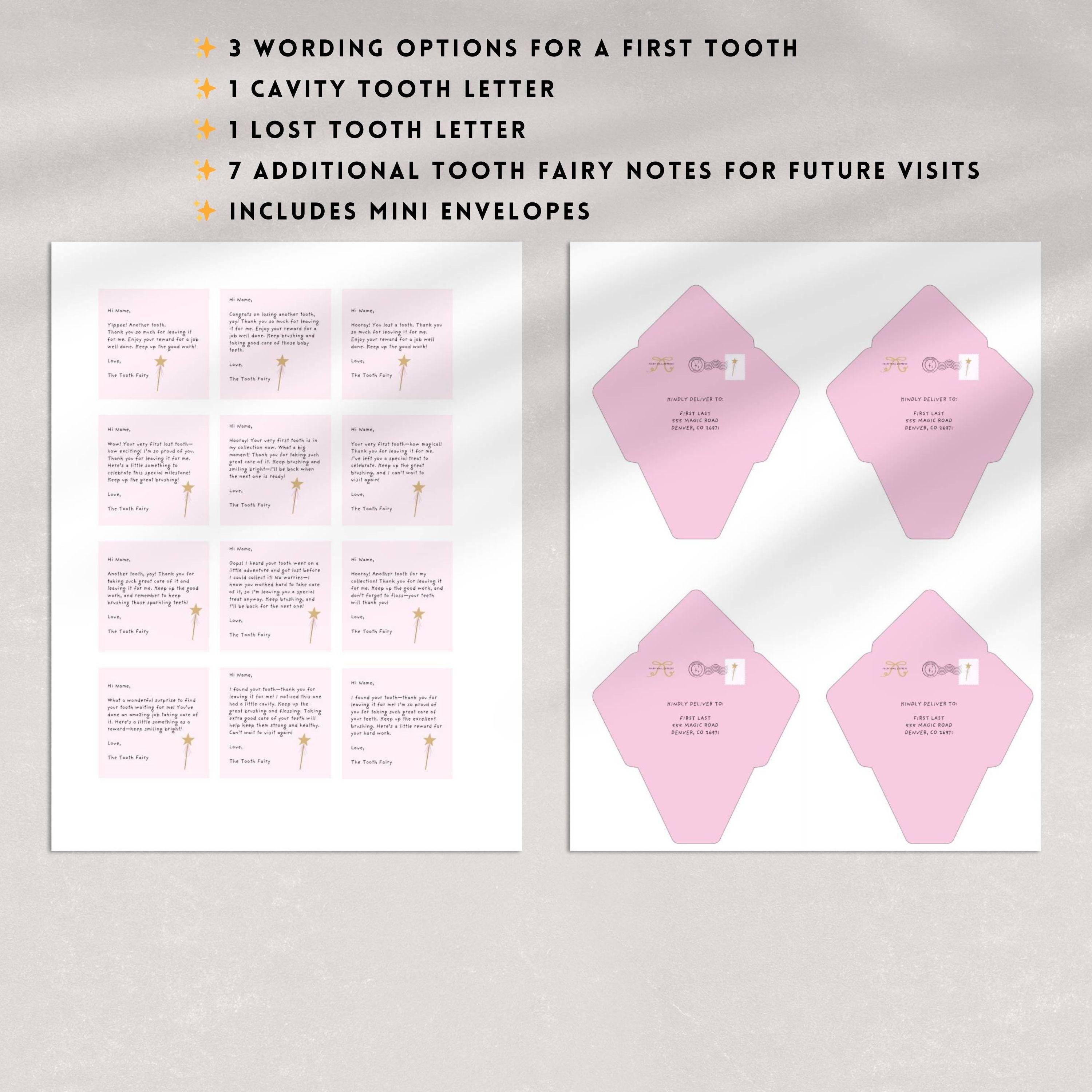 12 Printable Tooth Fairy Letter Set - Toothfairy Notes: Mini Tooth ...