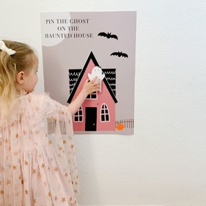 Pin den Geist auf dem Spukhaus druckbare, Halloween Spiel, Halloween druckbare, Halloween Download, Geist druckbare, Halloween