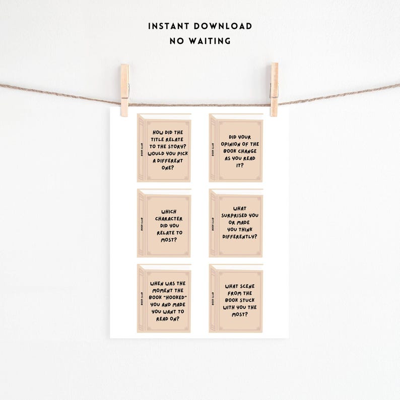 Book Club Conversation Starters Printable | 24 Book Club Questions & Prompts | CUSTOMIZABLE Icebreaker Cards for Fun Book Club Meetings image 5