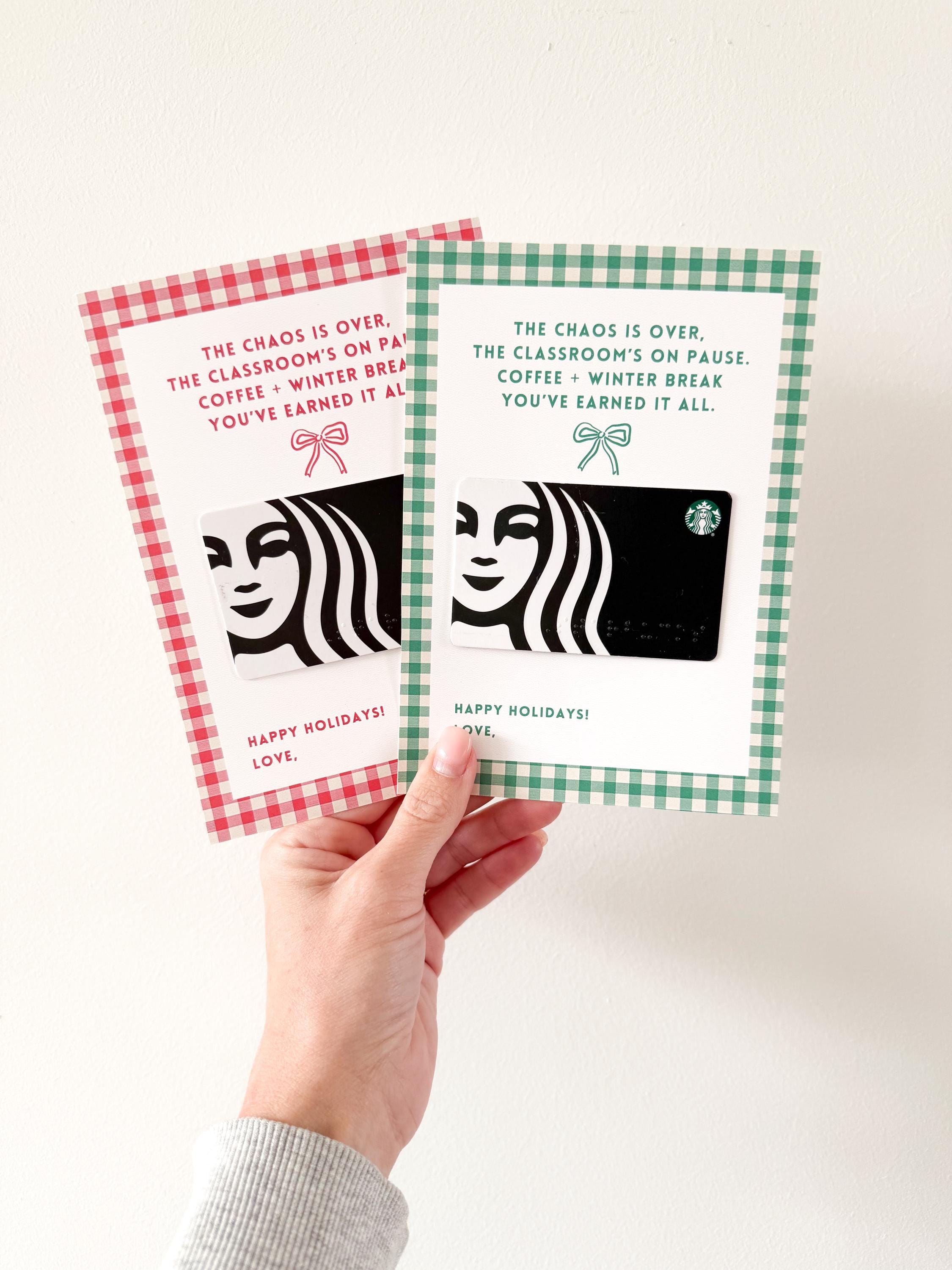 Christmas Teacher Gift Card Holder Printable | Holiday Coffee Gift Card ...
