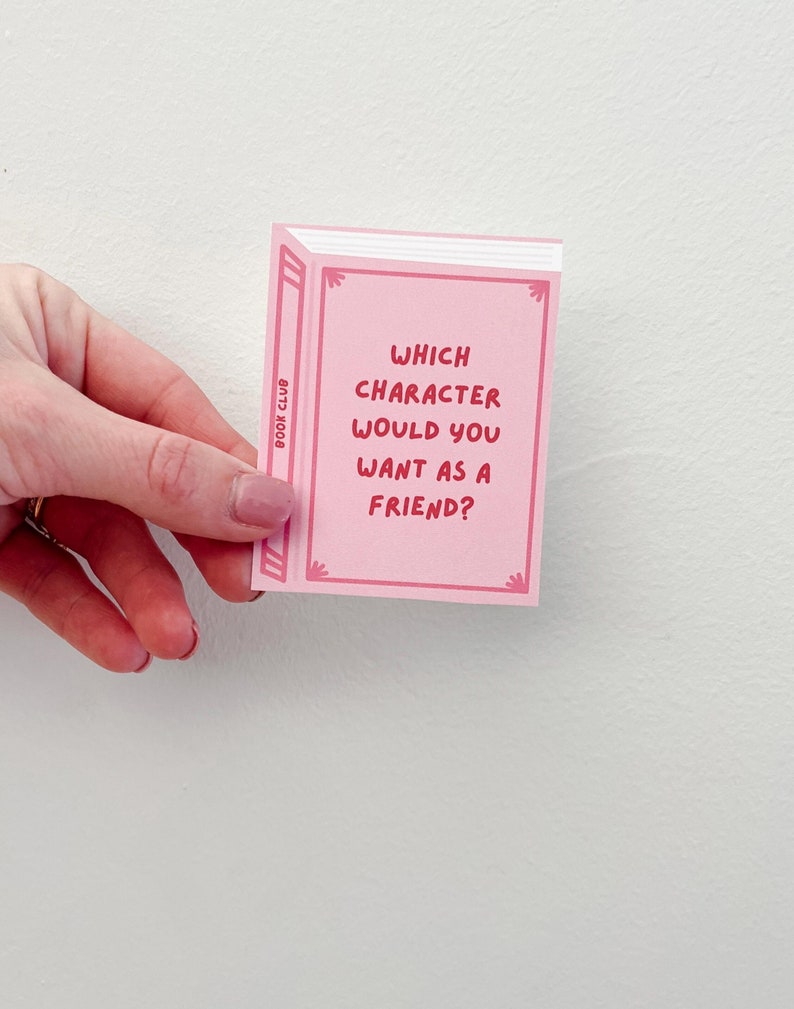book club discussion questions shaped like a book