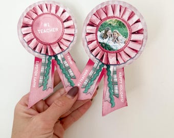 Teacher Christmas Gift Tag, Personalized Editable Award Ribbon, Canva Photo Template, Teacher Gift Idea, Collab with PAPERIE OFF PARK