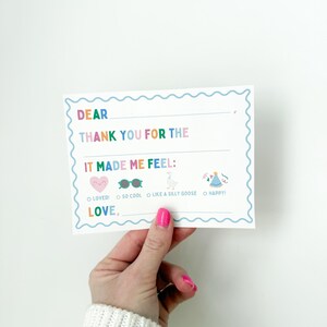 Kids Thank You Cards Printable, Fill in the Blank Gratitude Card, Simple Thank You Notes for Birthdays, Gifts, Christmas, Thank you Note image 5