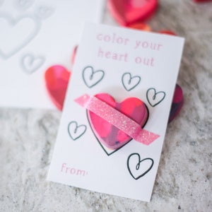 Crayon Valentines Cards, Digital Printable crayon Valentine Cards, Children's Valentine's Cards, Valentine, Card, non-candy valentine's card