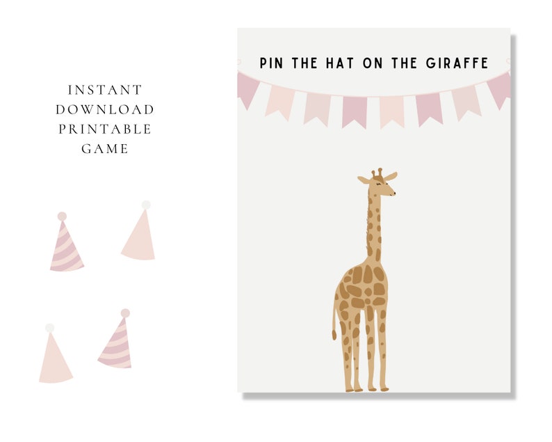Pin the Hat on Giraffe Birthday Party Printable Game for Kids - Etsy