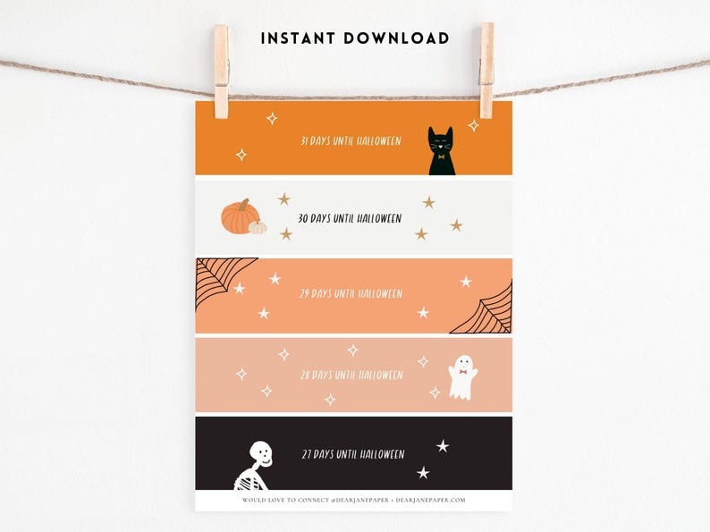 Halloween Calendar Printable for Kids – DIY Halloween Countdown, Halloween Garland, Halloween Activity, Halloween Decoration Craft PRINTABLE image 5