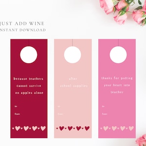 Printable Valentine Teacher Wine Tags - Etsy