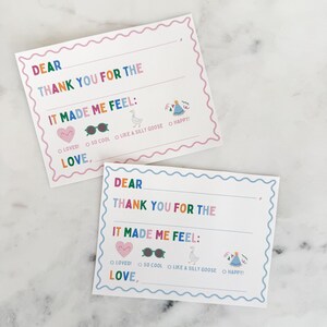 Kids Thank You Cards Printable, Fill in the Blank Gratitude Card, Simple Thank You Notes for Birthdays, Gifts, Christmas, Thank you Note image 8