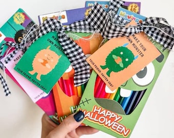 Monte suas próprias etiquetas para kit de monstros | Etiquetas para guloseimas de Halloween para impressão, etiquetas para lembrancinhas, cesta de doces, gostosuras ou travessuras, presentes para sala de aula, sacolas de guloseimas para festa