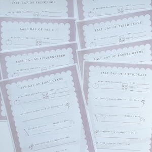 End of Year School Interview Printable - Last Day of School Questionnaire- School Memories Keepsake