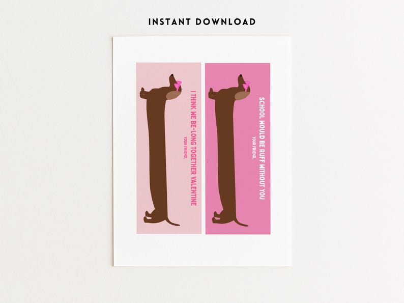 Its Ruff Without You Printable Valentines for Class | Dachshund Dog Donut Valentine ...