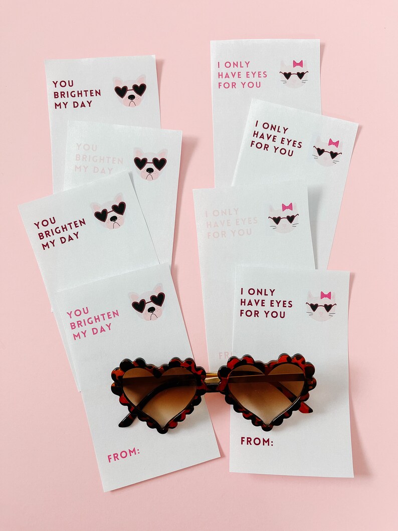 Sunglasses Classroom Valentine's Day Printable Non Candy Valentines image 3