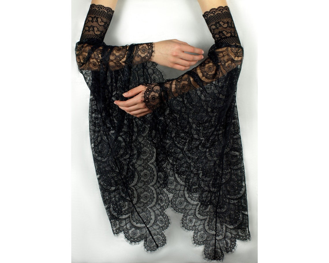 Pair Long Black Lace Gothic Wedding Sleeves Black Lace Arm Etsy Il 1140xN.1885235881 L66d