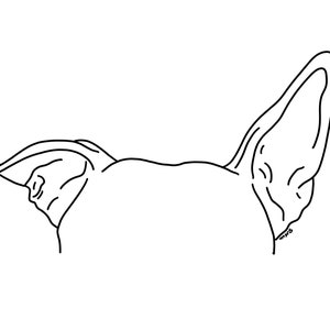Custom Pet Ear Outline Drawing, Dog Ear Drawing, Cat Ear Drawing, Pet Ear Tattoo Design Art, Digital Portrait, Emailed