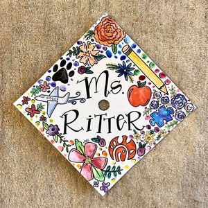Painted Graduation Caps, Hand Painted Grad Cap, Custom Graduation Cap Art image 8