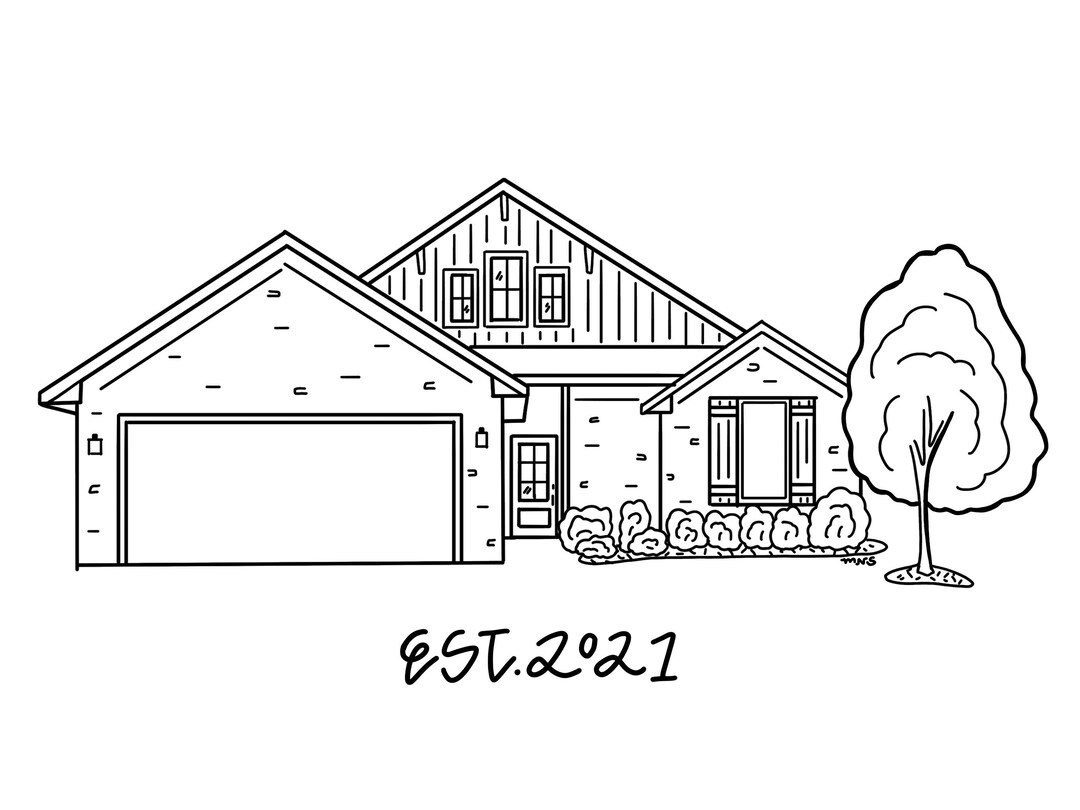 Digital Home Line Drawing Portrait, Business Line Portrait, Sorority